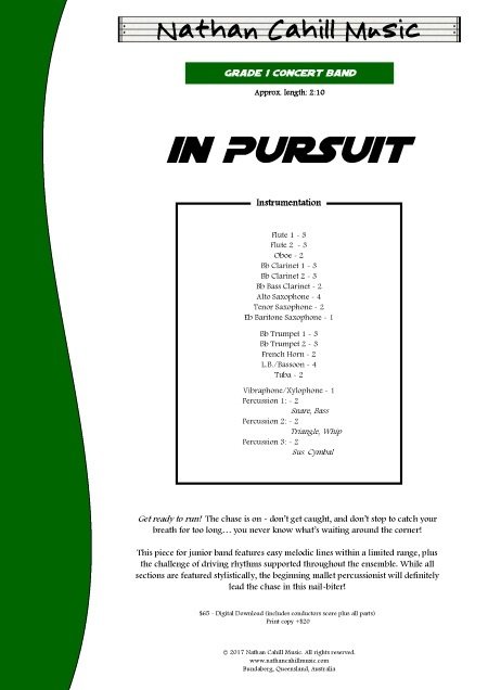 In Pursuit - Level 1.5 Concert Band