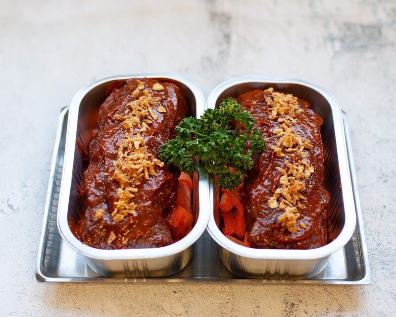 Marinated  roast beef joints