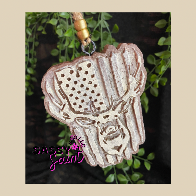 American Flag Buck Car Freshener