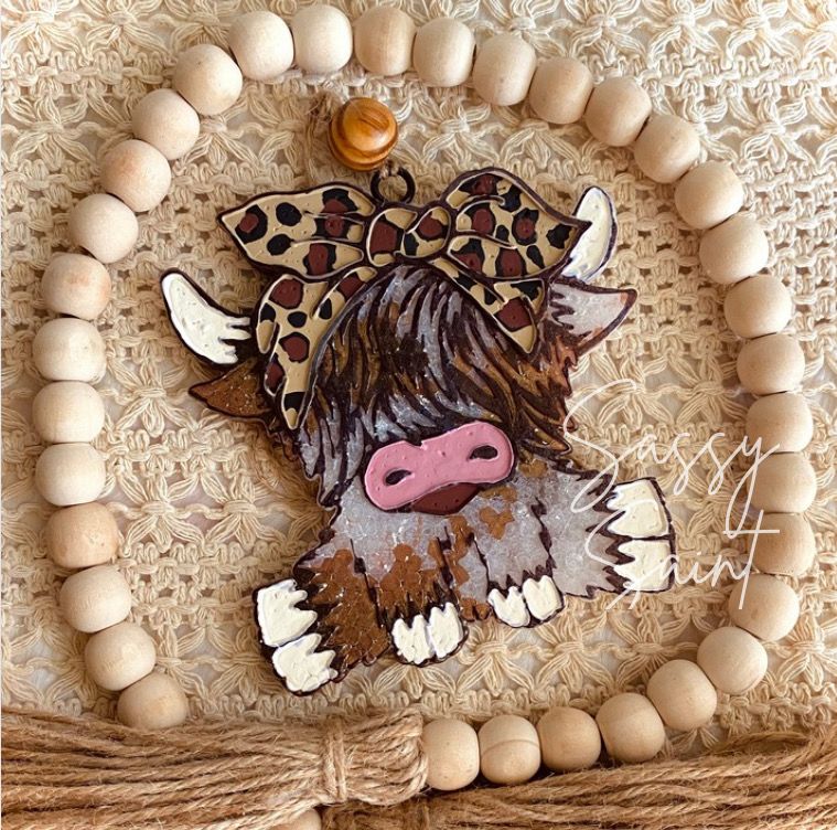 Bandana Highland Cow Car Freshener