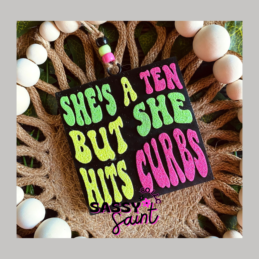 She Hits Curbs Car Freshener