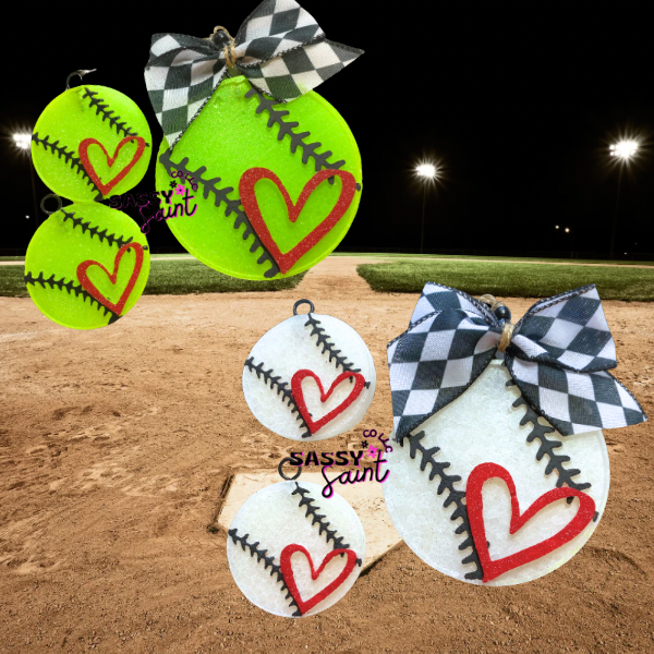 Heart Softball Or Baseball Car Freshener