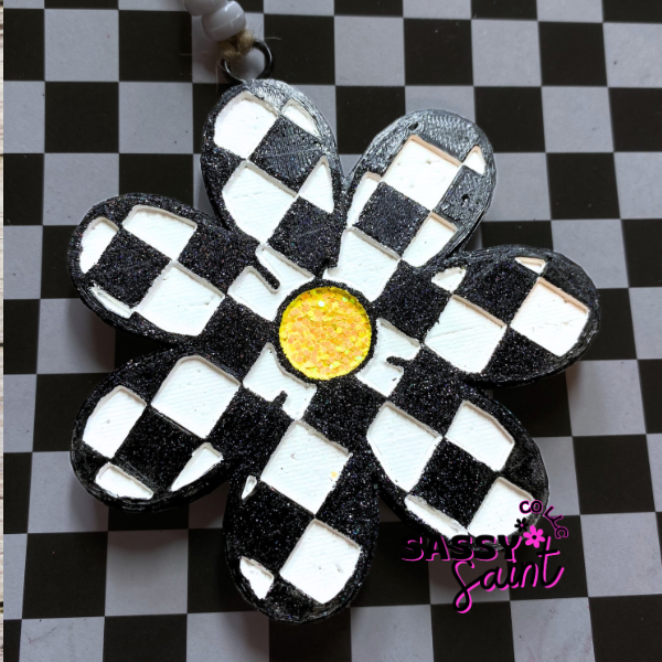Checkered Daisy Car Freshener