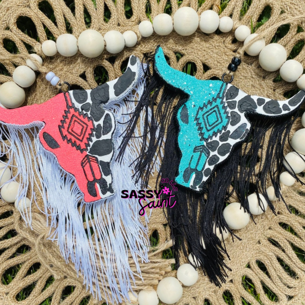 Cow Print Bull Skull Car Freshener