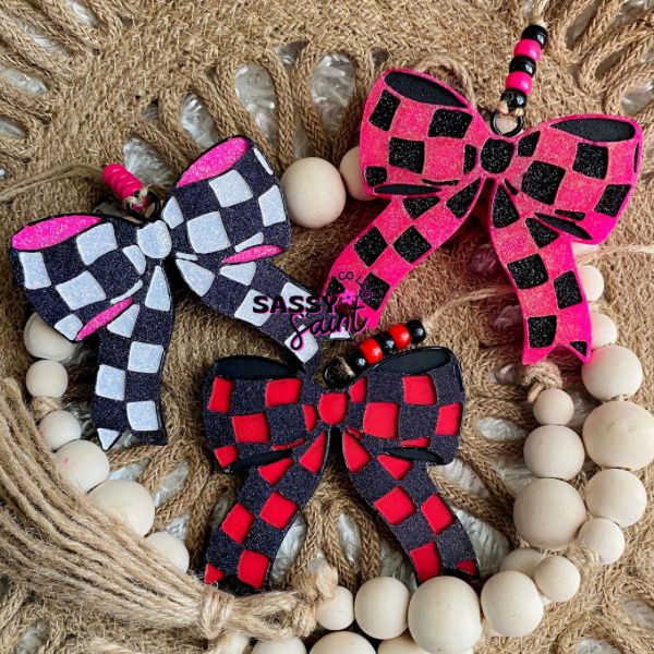 Checkered Bow Car Freshener