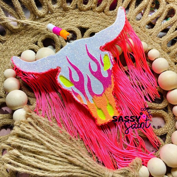 Flamed Bull Skull Car Freshener