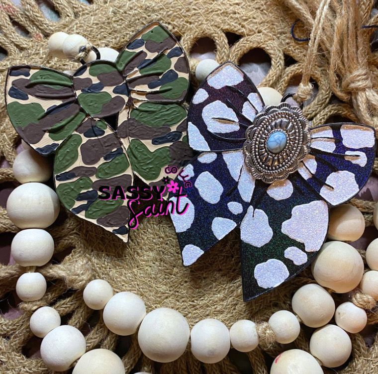 Camo Or Cow Print Bow Car Freshener