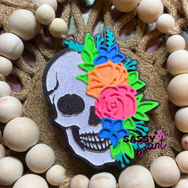 Floral Skull Car Freshener