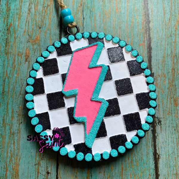 Checkered Lightning Car Freshener