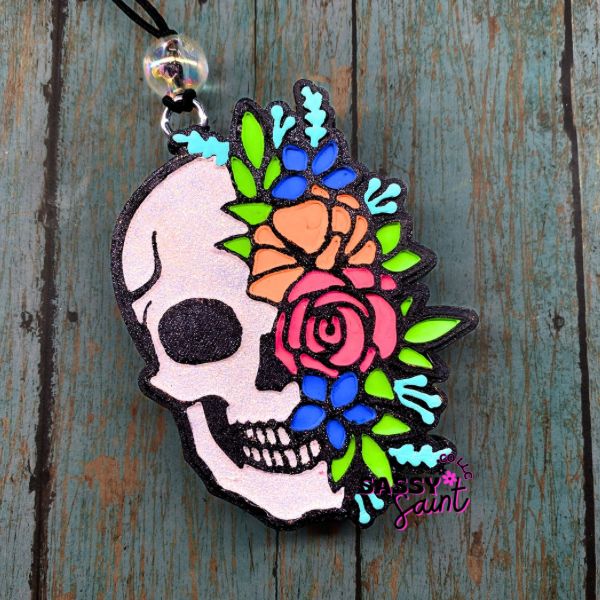 Floral Skull Car Freshener