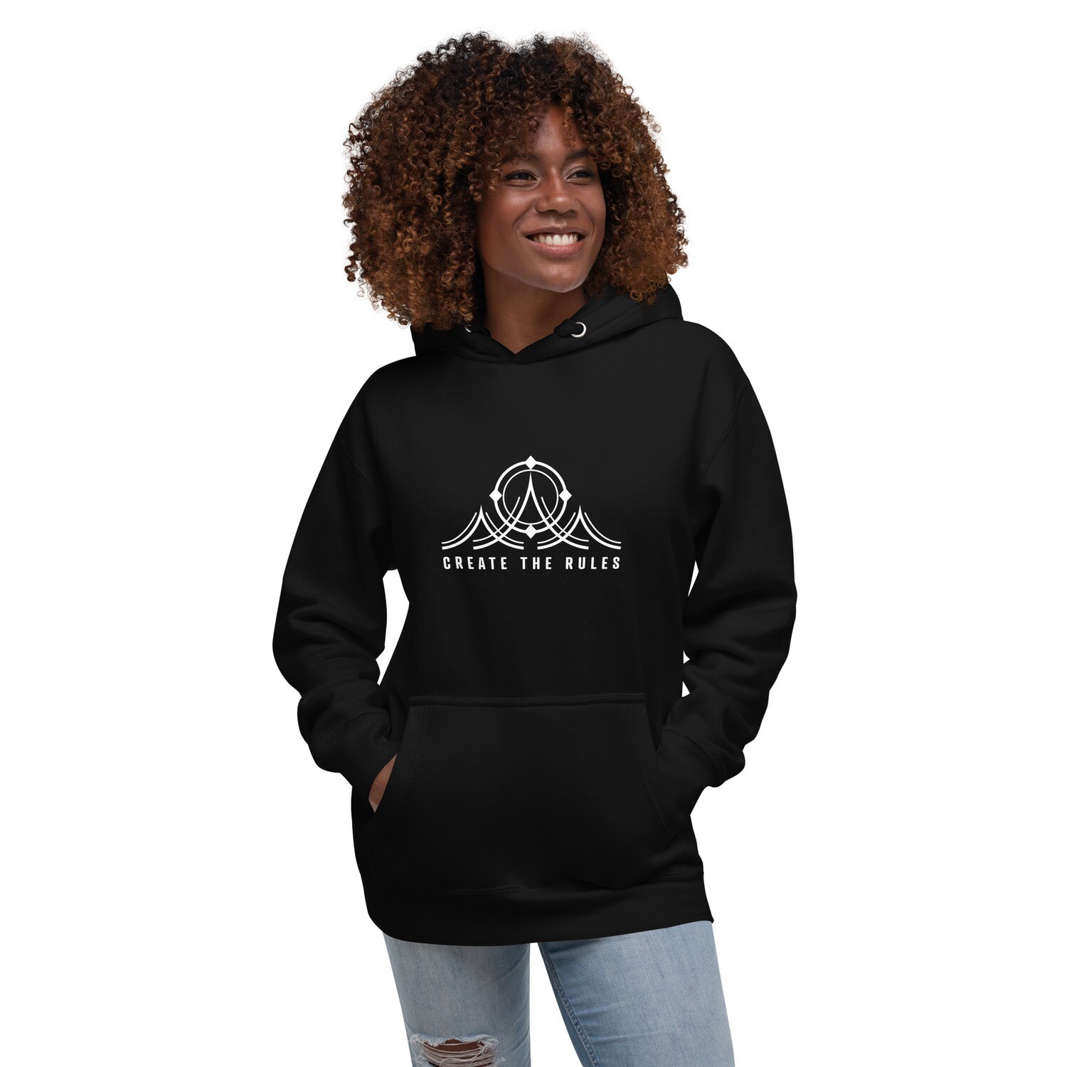 &quot;Create the Rules&quot; White Graphic Logo Unisex Hoodie