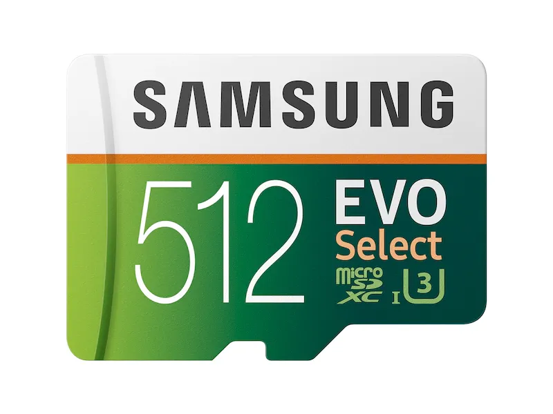 Samsung 512GB 100MB MicroSD Evo Select Memory Card