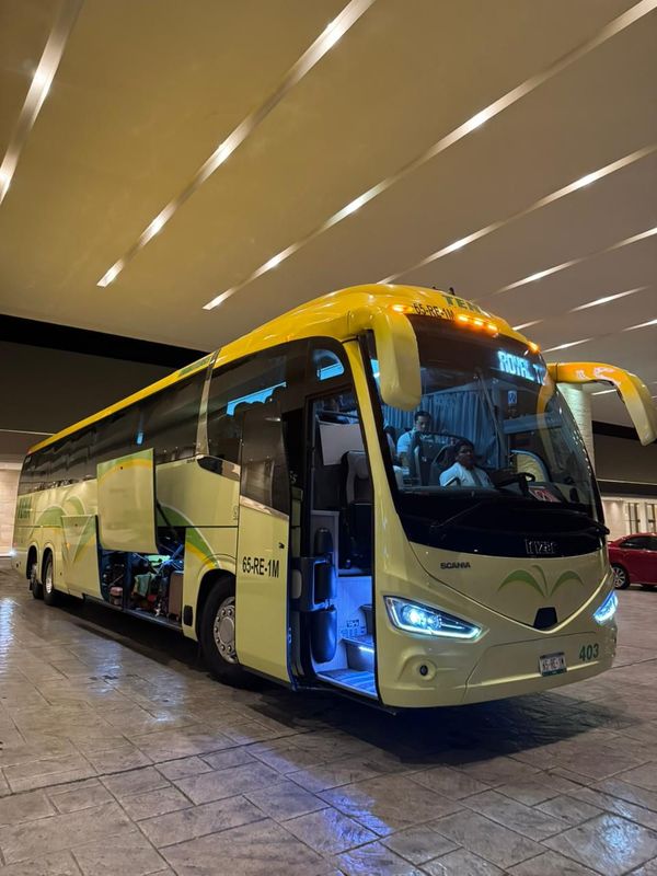 *A/From CANCUN Airport to Cancun Hotel Zone, Private Transfer Bus Rate, Capacity 50 passengers.