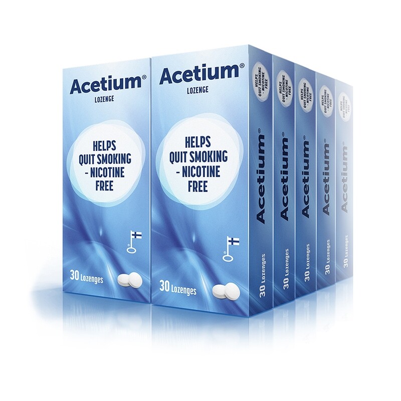 6-month supply of ACETIUM Lozenge for 20-a-day smoker. 124 x 30 lozenges. 6-month supply of ACETIUM Lozenge for 20-a-day smoker. 124 x 30 lozenges.