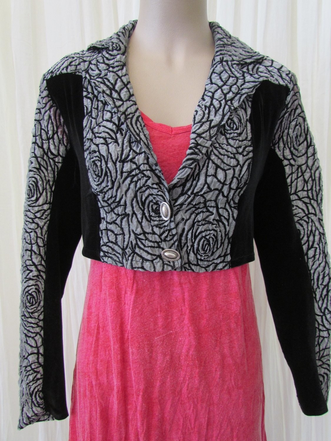 Silver Black Rose Velvet Jacket