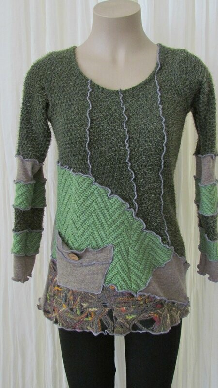 Green Wool Mix Section Top