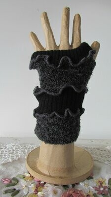 Charcoal Angora Wool Section Gloves