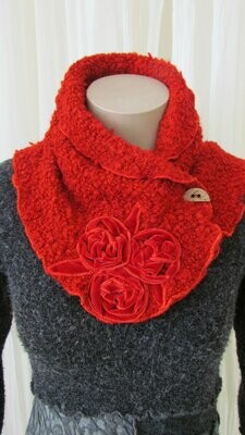 Red Boucle Wool Shawl