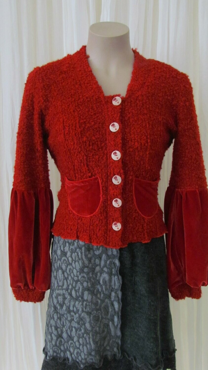 Red Boucle Wool Jacket
