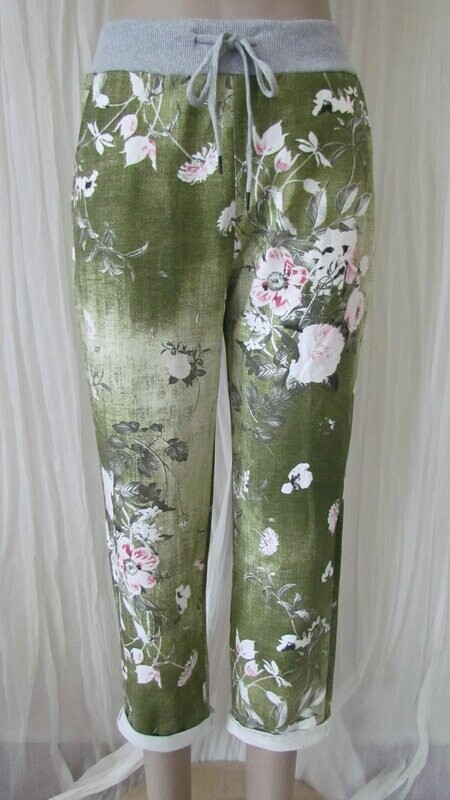 Olive Floral Pants