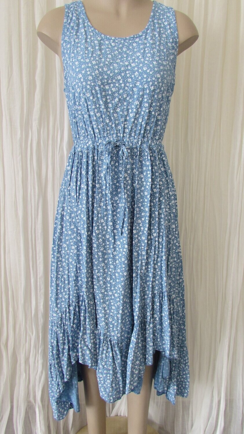 Denim Floral Ruffle Dress
