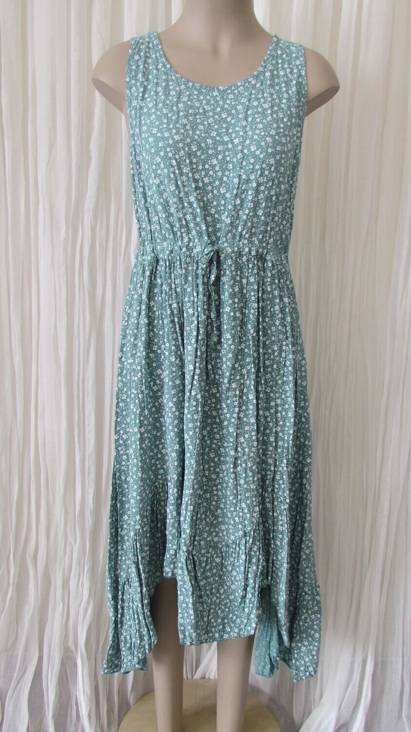 Ocean Blue Floral Ruffle Dress