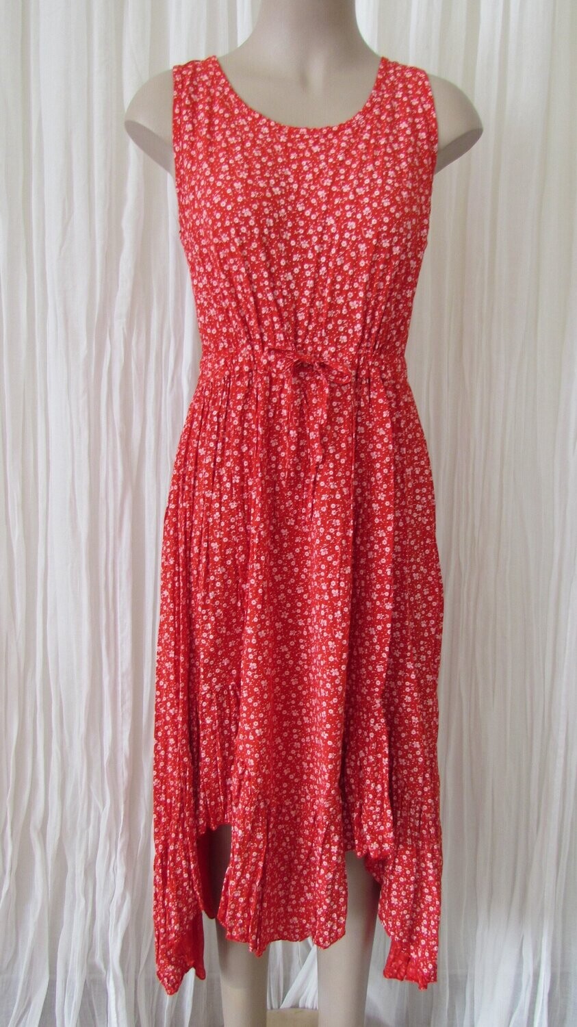 Red Floral Ruffle Dress