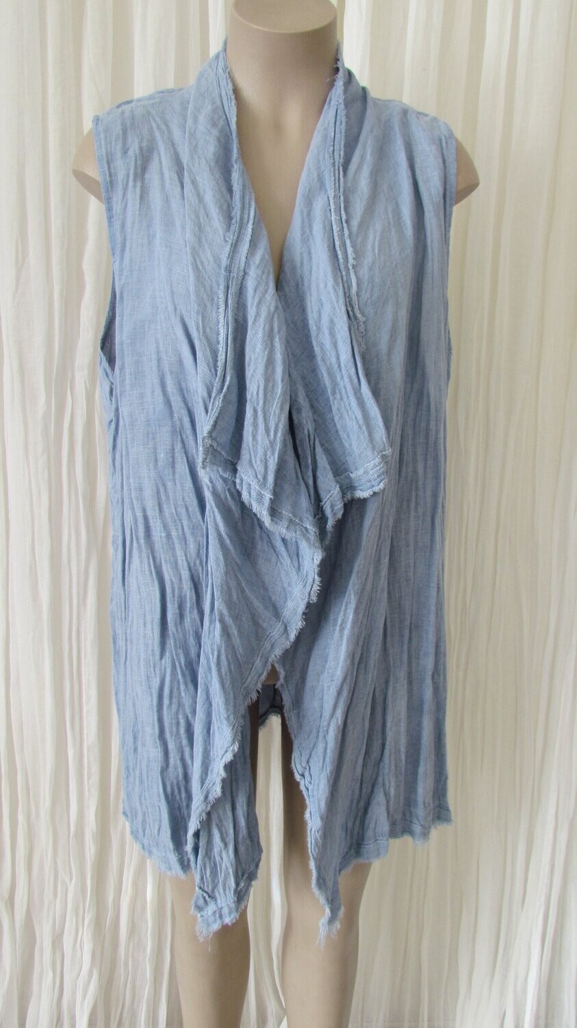 Denim Sleeveless Linen Jacket