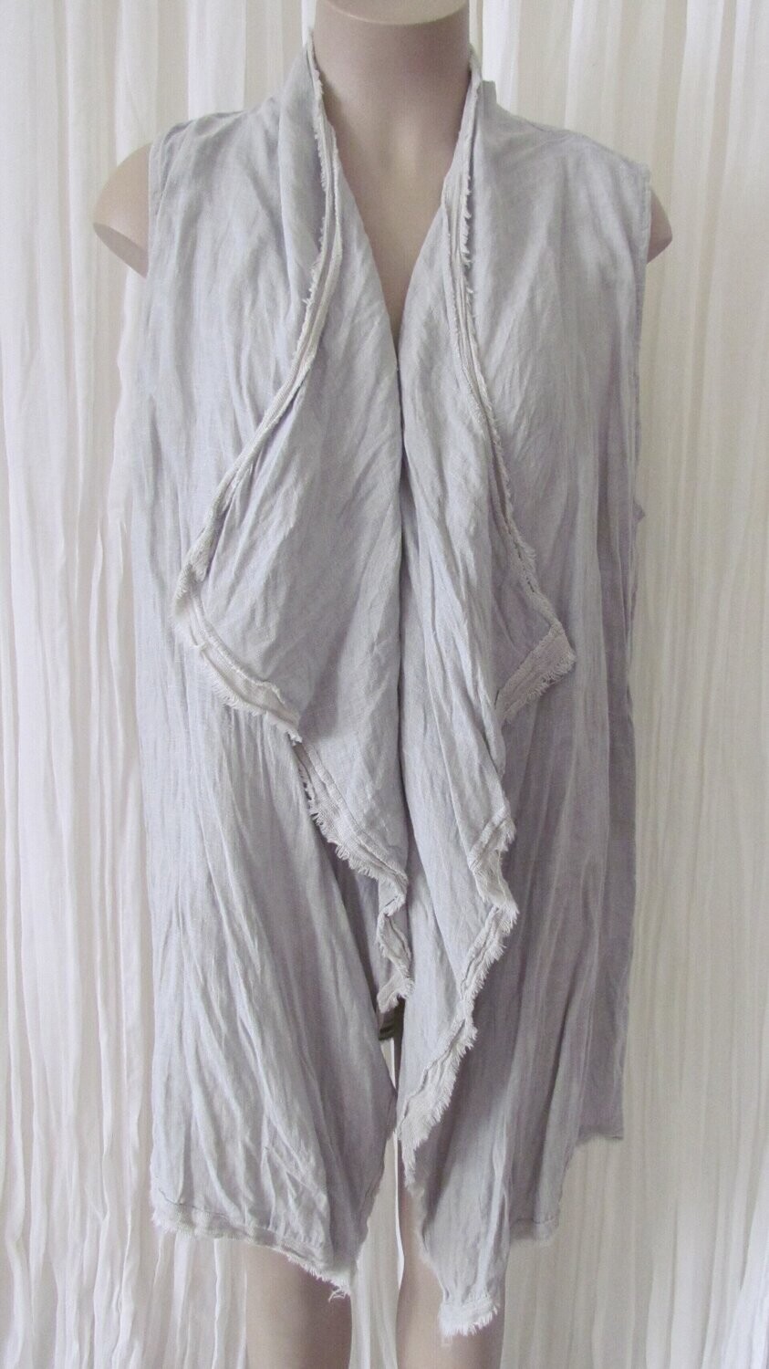 Silver Sleeveless Linen Jacket