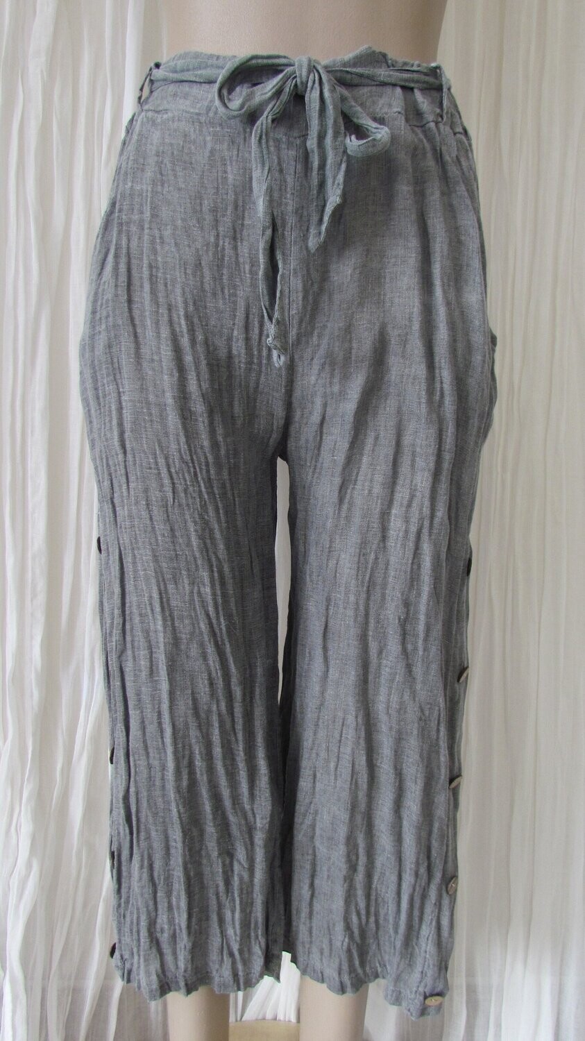 Charcoal Vintage Wash Linen Pants