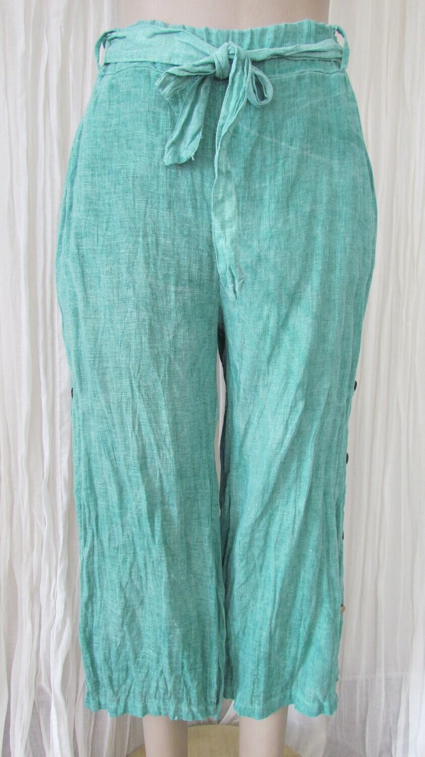 Aqua Vintage Wash Linen Pants