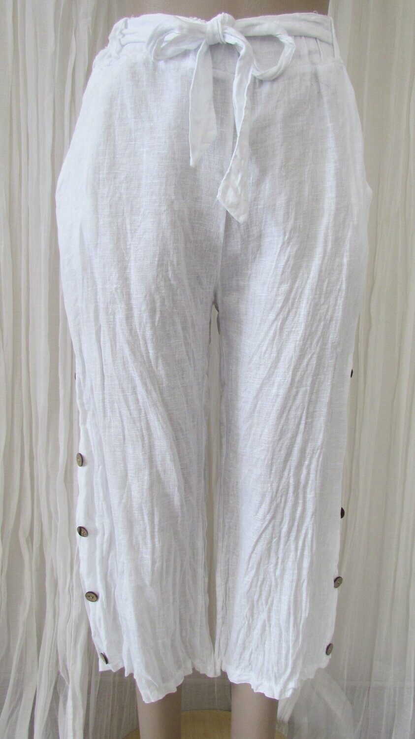 White Vintage Wash Linen Pants