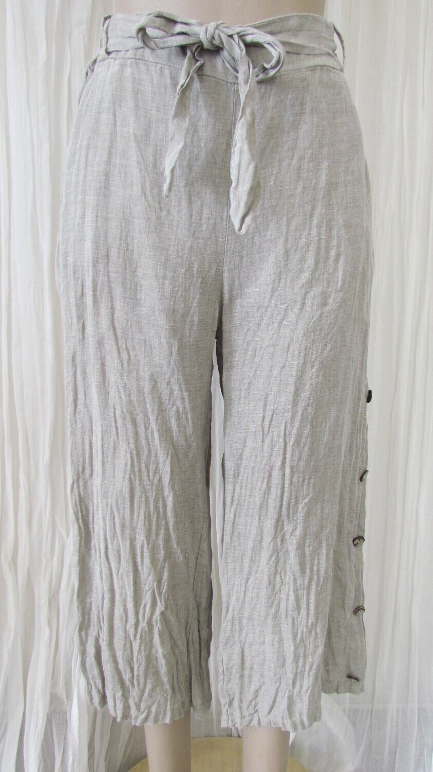 Beige Vintage Wash Linen Pants