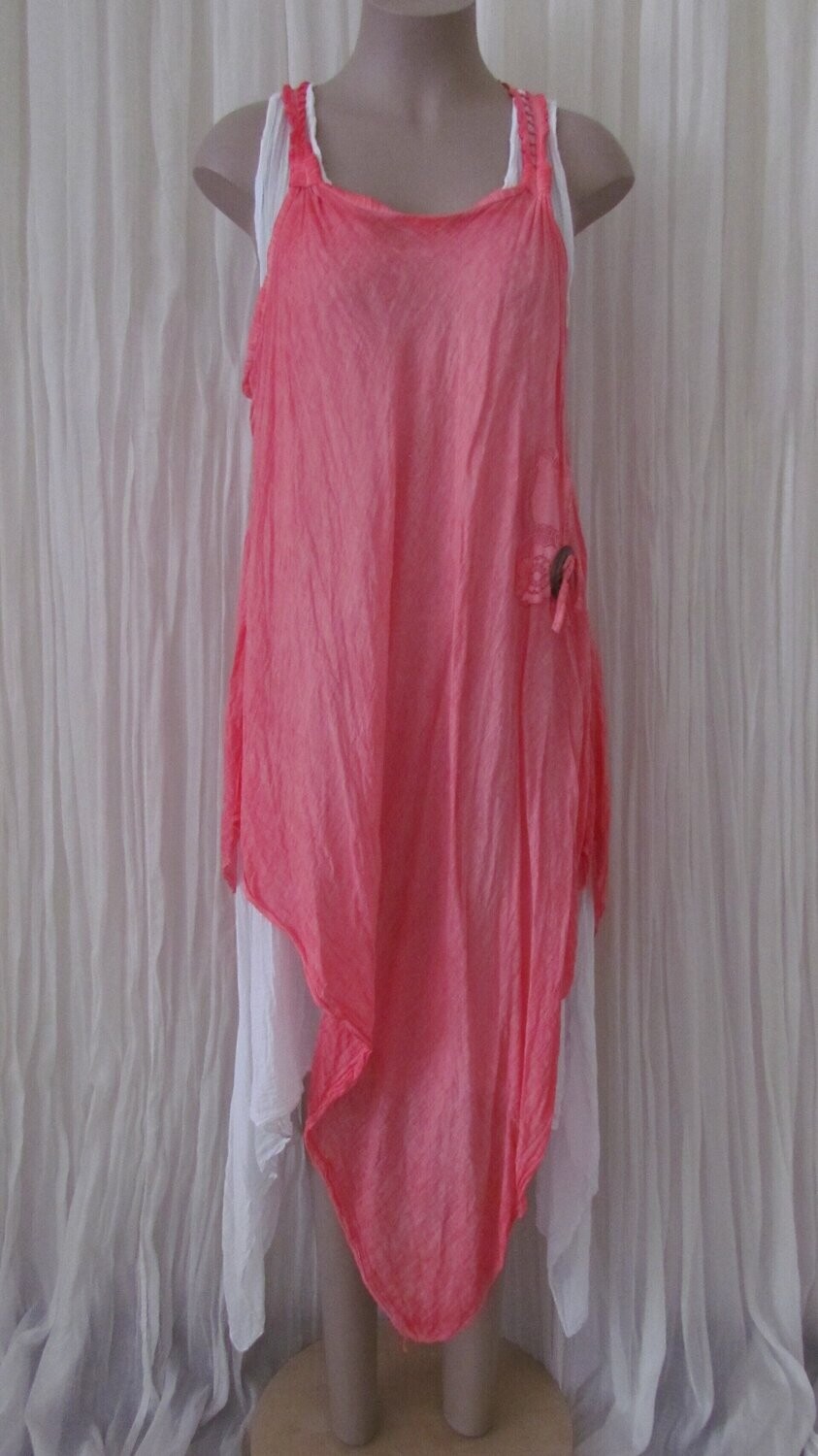Coral Cotton Sleeveless Dress