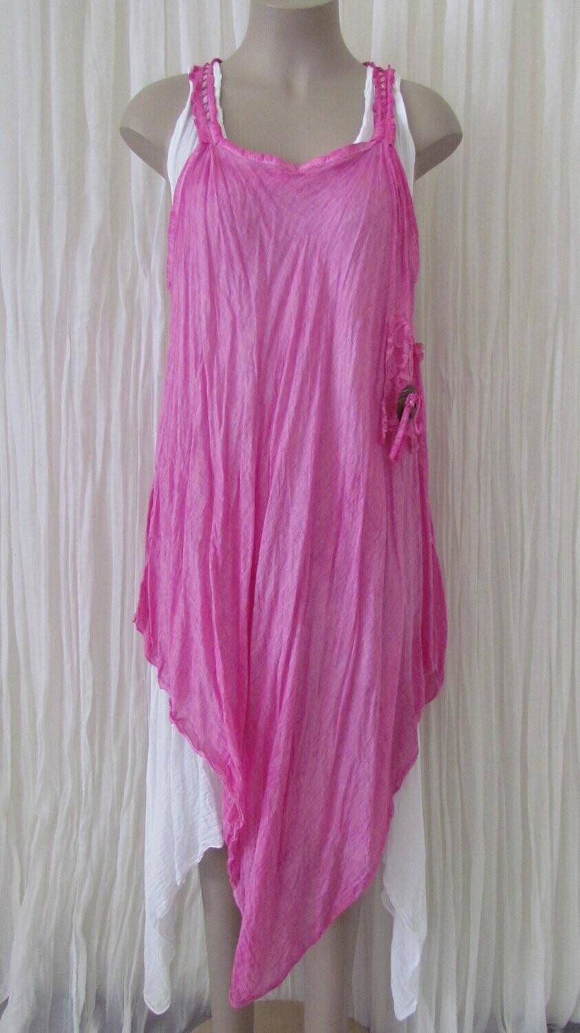 Fuchsia Cotton Sleeveless Dress