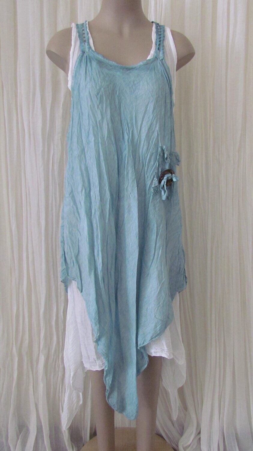 Ocean Blue Sleeveless Cotton Dress