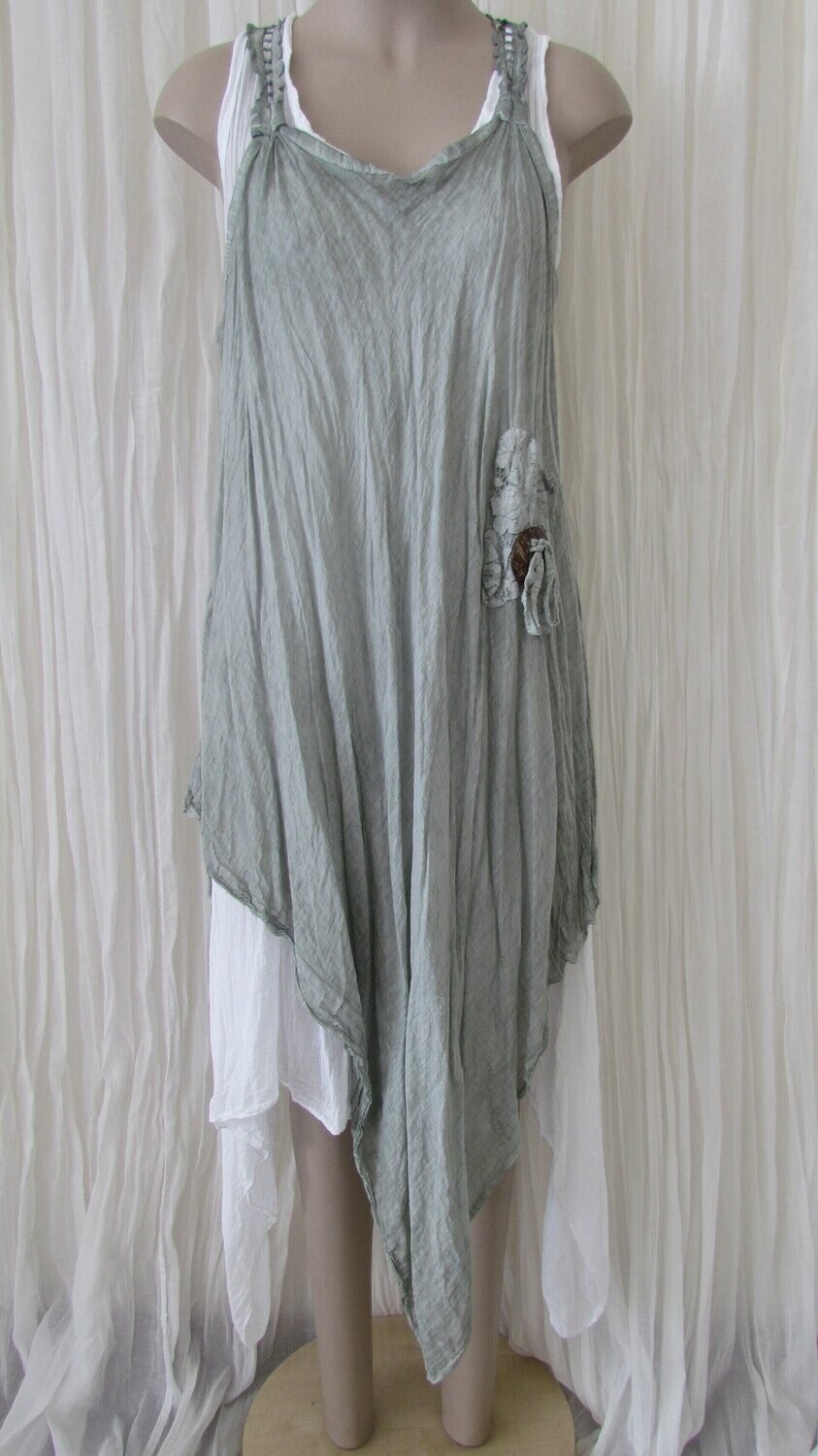 Khaki Cotton Sleeveless Dress
