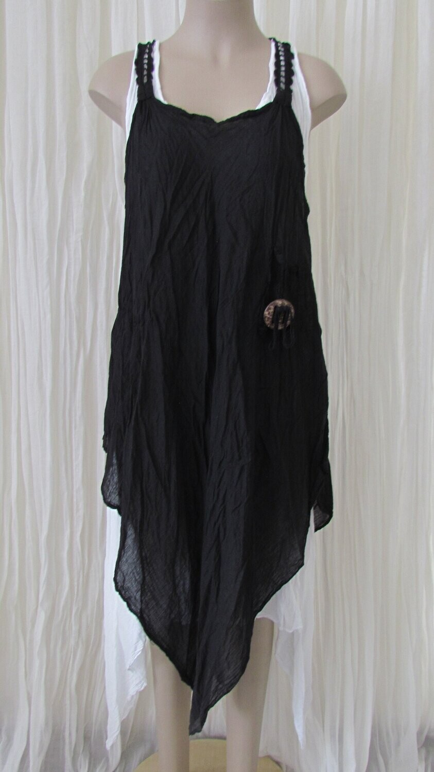 Black Sleeveless Cotton Dress