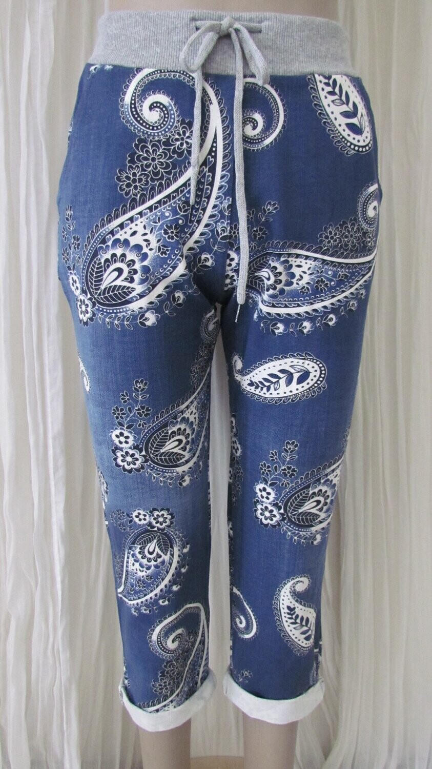 Dark Paisley Cotton Pants