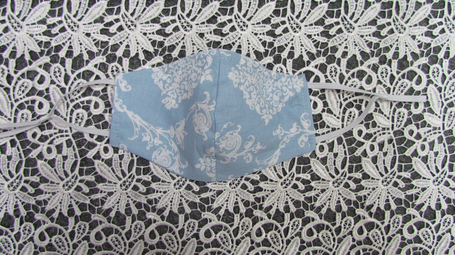 Blue White Paisley Mask