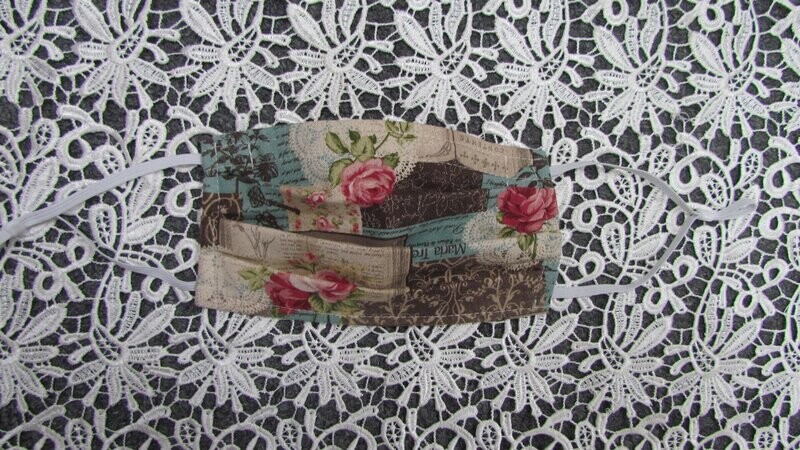 Teal Vintage Floral Mask