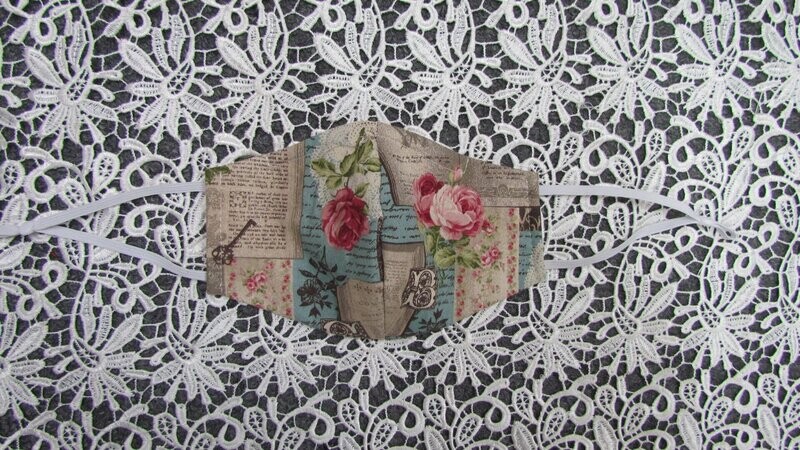 Teal Vintage Floral Mask