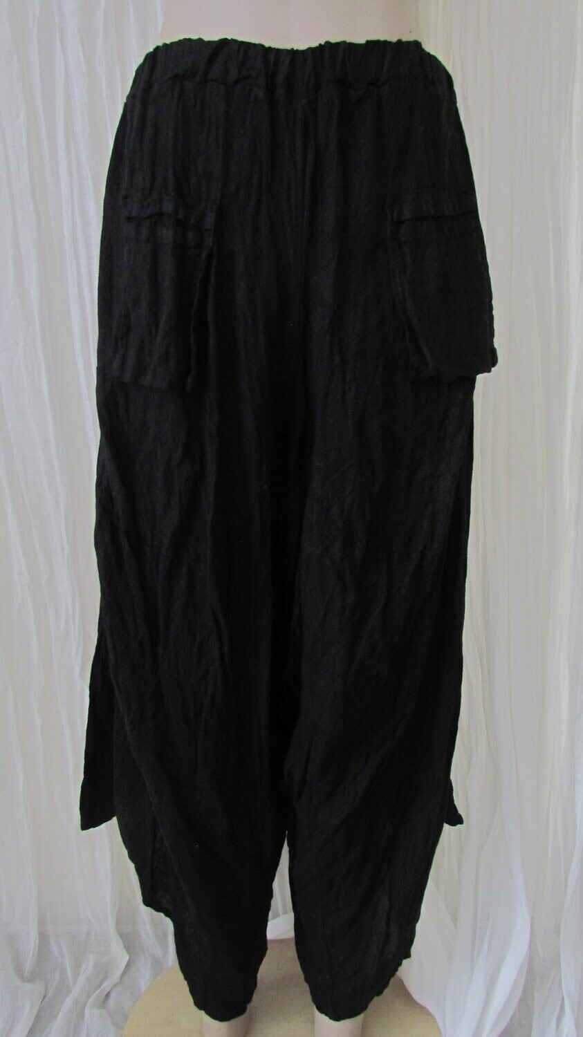 Black Vintage Wash Harem Pants