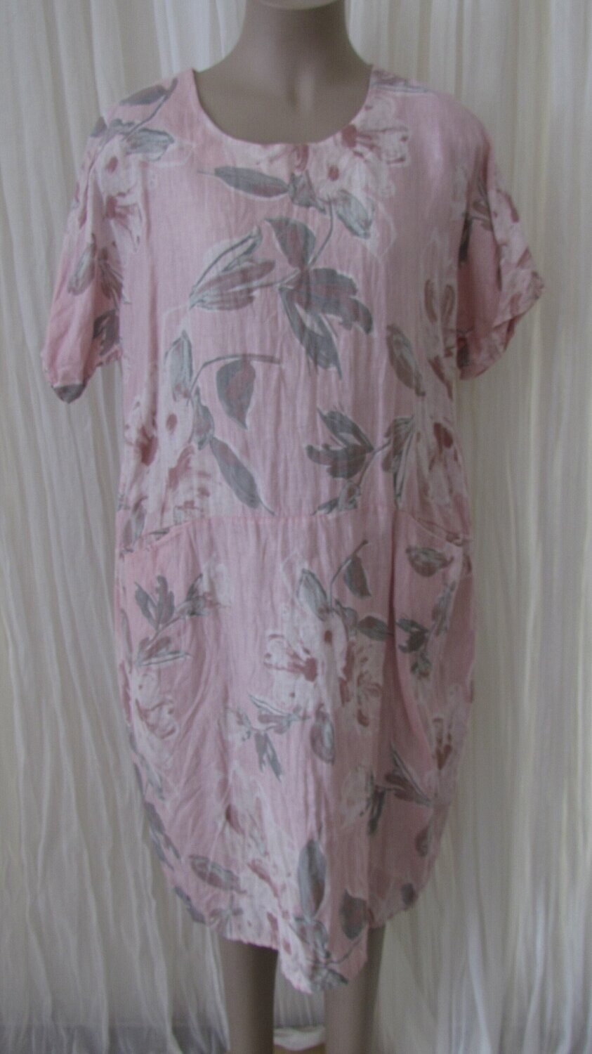 Blush Linen Floral Dress