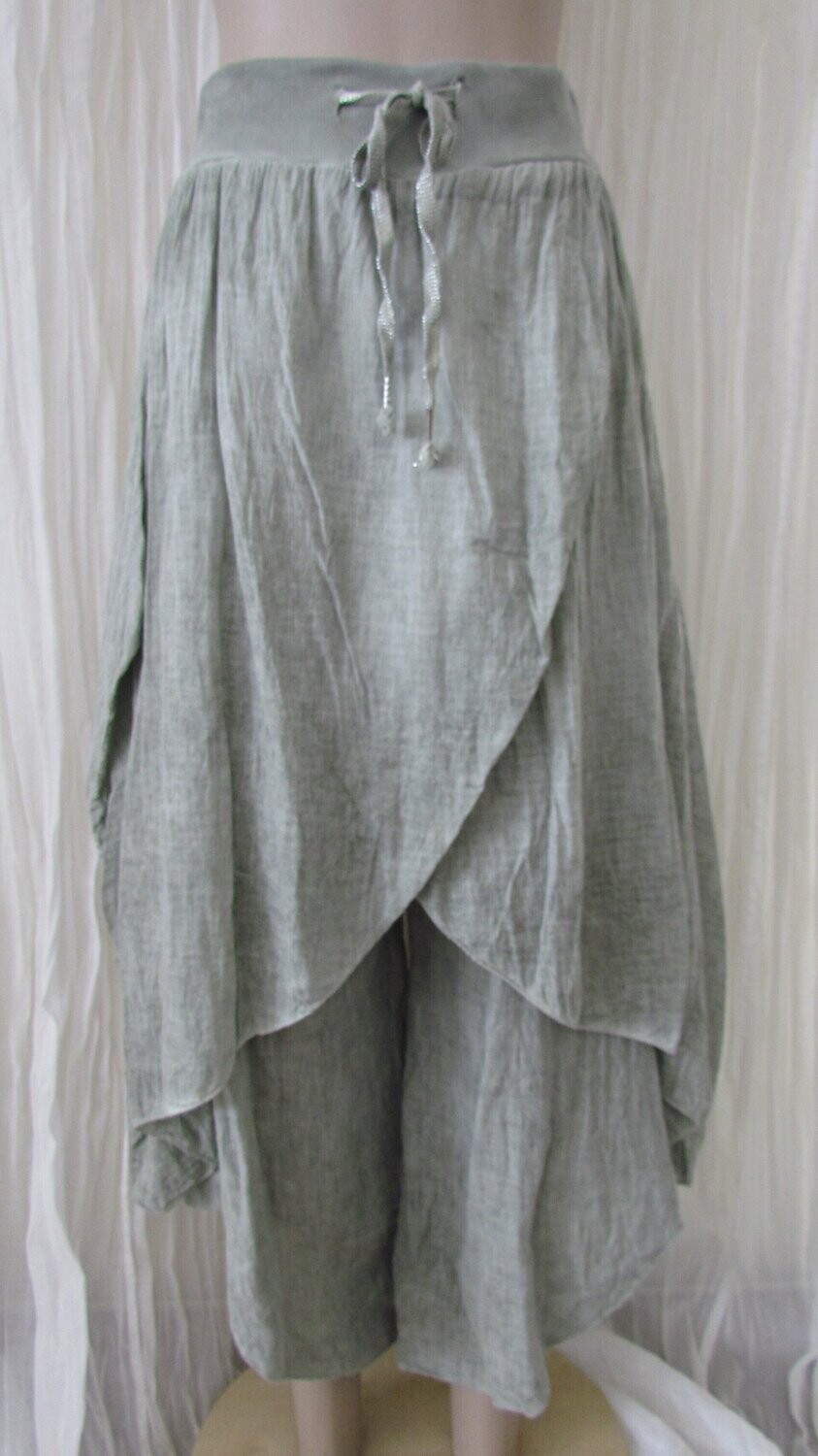 Khaki Linen Double Layered Pant
