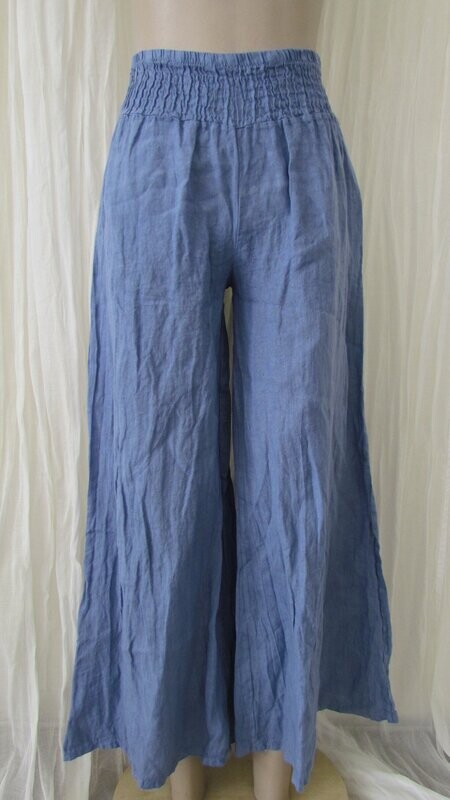 Denim Linen Wide Leg Pant