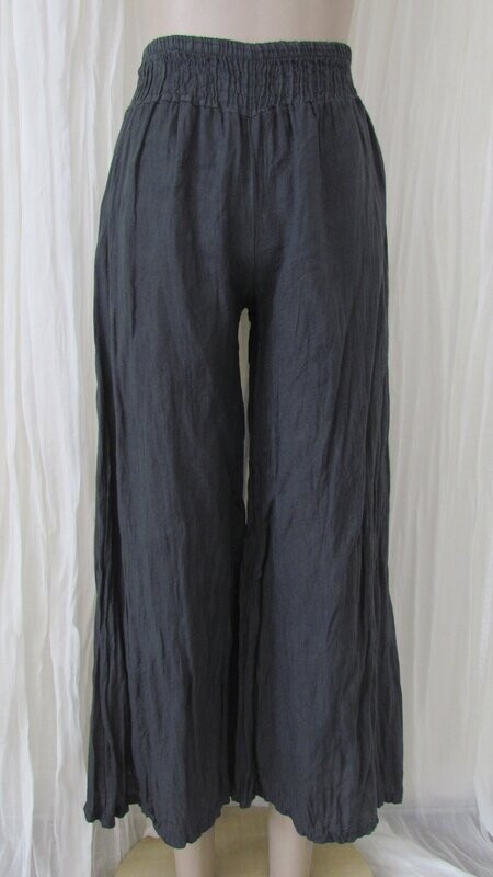 Charcoal Linen Wide Leg Pant