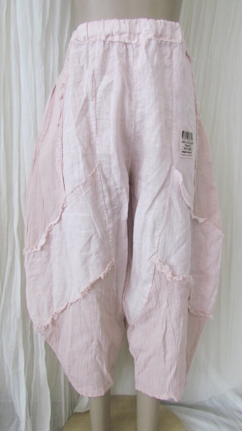 Blush Raw Edge Patch Linen Pants