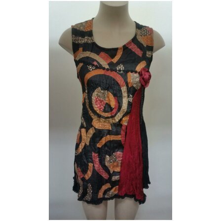 ​Black red tunic polyester acetate