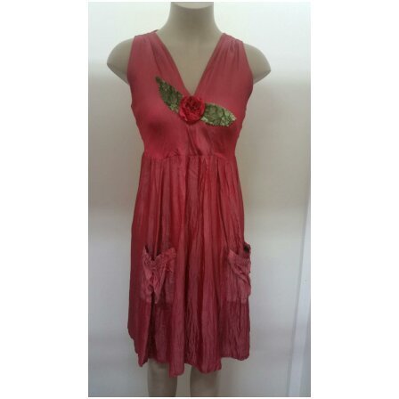 Strawberry satin dress acetate